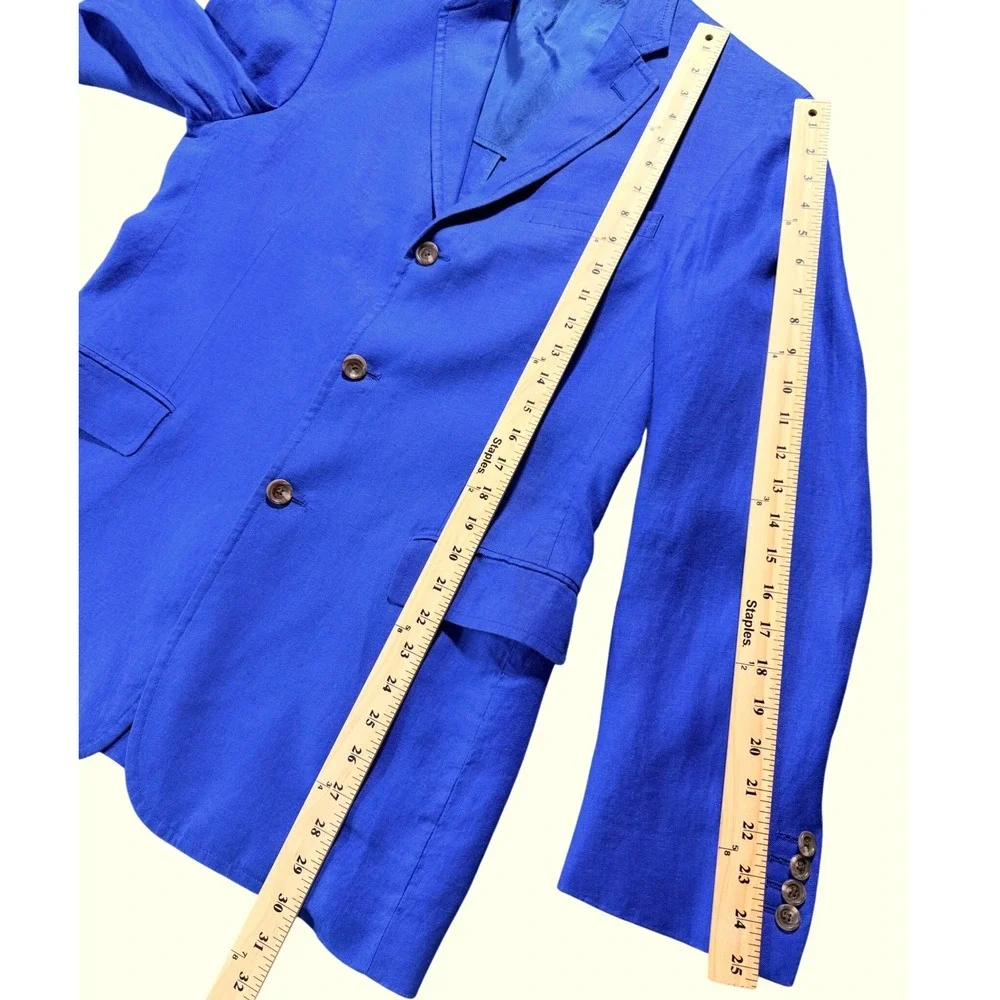 Polo by Ralph Lauren Linen Sport Coat Blazer Royal Blue Med 40R SEE MEASUREMENTS